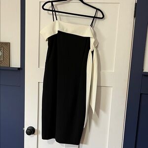 White House Black Market Strapless Black and White Dress